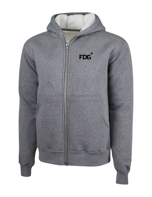 Cornerstone Grey Heather Heavyweight Sherpa Lined Hooded Fleece Jacket w/FDG Logo
