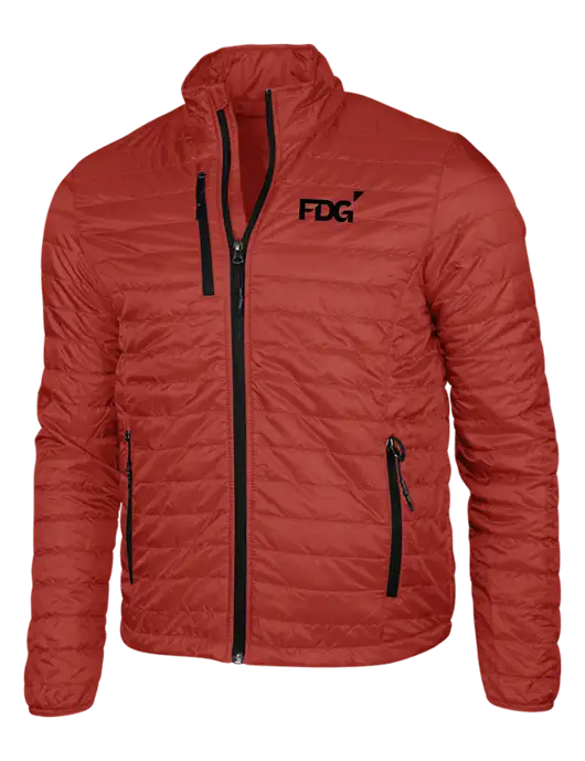 Dark Red Puffy Packable Jacket w/FDG Logo