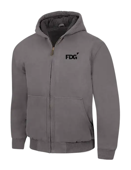 CornerStone Medium Grey Washed Duck Cloth Insulated Hooded Work Jacket w/FDG Logo