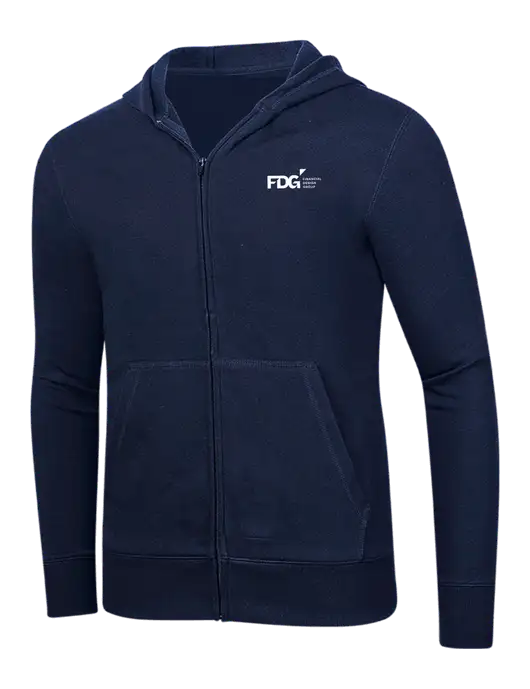 Full-Zip Navy Heavyweight Hooded Sweatshirt w/FDG Logo