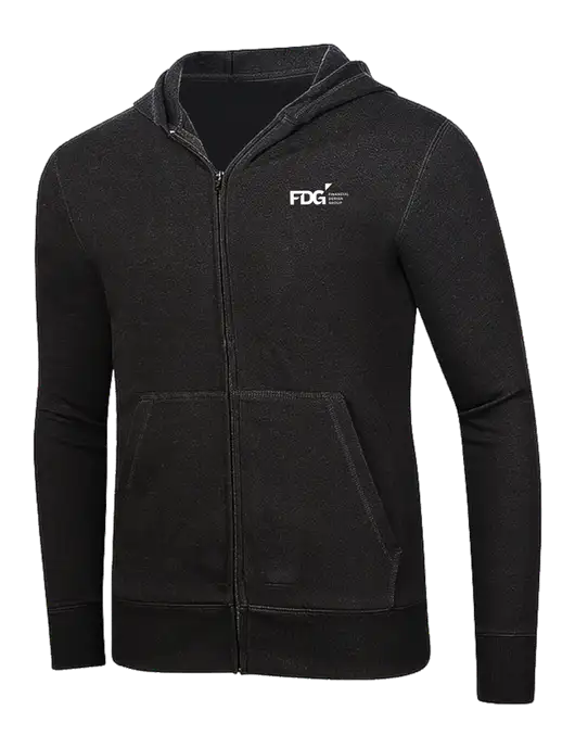 Full-Zip Black Heavyweight Hooded Sweatshirt w/FDG Logo