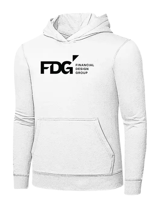 White 7.8 oz Ring Spun Hooded Sweatshirt w/FDG Logo
