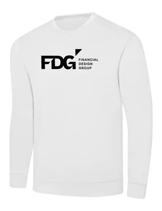 White 7.8 oz Ring Spun Crew Sweatshirt w/FDG Logo