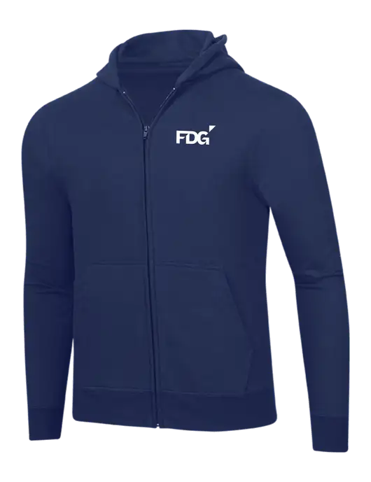 Navy 8.5 oz Ring Spun Zip Hooded Sweatshirt w/FDG Logo