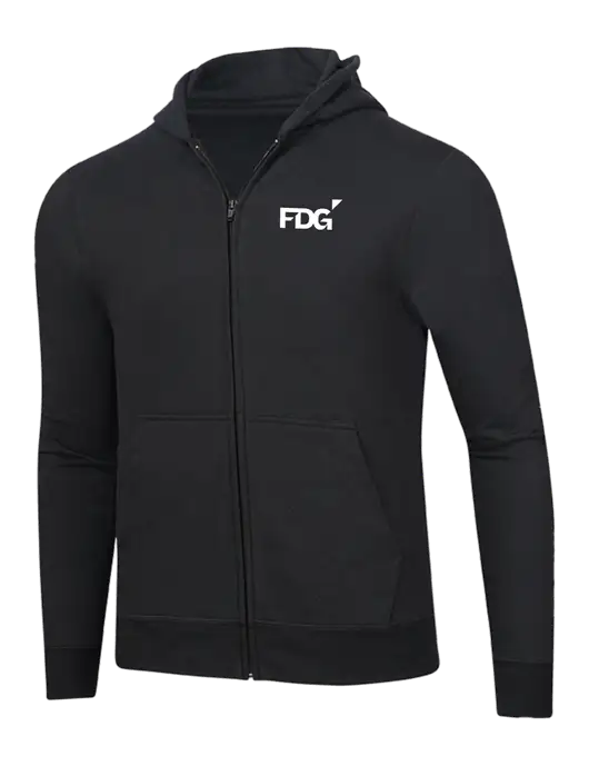 Jet Black 8.5 oz Ring Spun Zip Hooded Sweatshirt w/FDG Logo