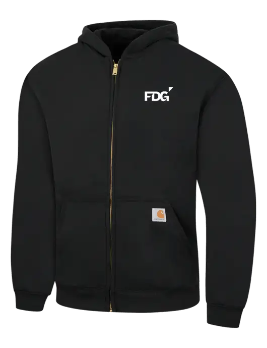 Carhartt Black Midweight Hooded Zip-Front Sweatshirt w/FDG Logo
