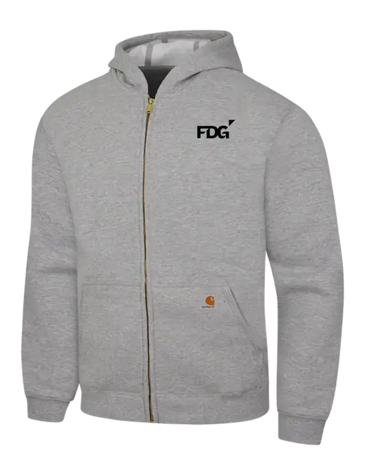 Carhartt Light Grey Heather Midweight Hooded Zip-Front Sweatshirt w/FDG Logo