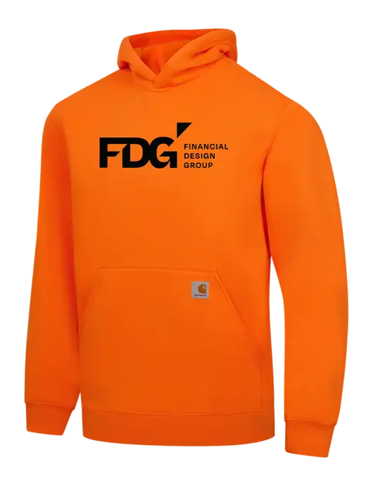 Carhartt Neon Orange Midweight Hooded Sweatshirt w/FDG Logo