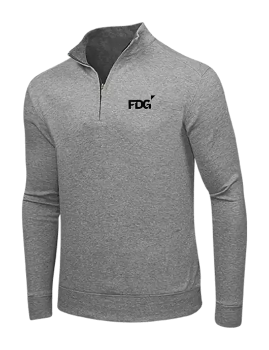 Medium Heather Grey/Charcoal Heather Interlock 1/4 Zip w/FDG Logo