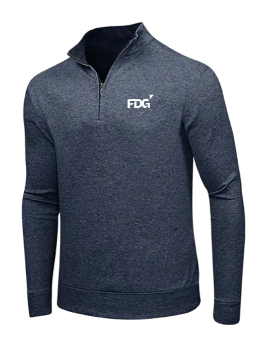 Estate Blue Heather/Charcoal Heather Interlock 1/4 Zip w/FDG Logo