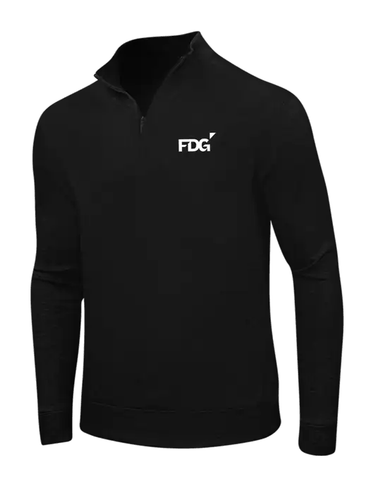 Deep Black/Charcoal Heather Interlock 1/4 Zip w/FDG Logo