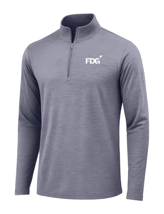 True Navy Heather Posicharge Tri-Blend Wicking 1/4 Zip Pullover w/FDG Logo