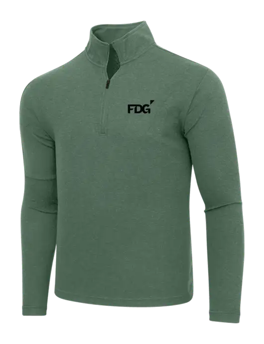 Adidas Dark Green Heather 3 Stripes Quarter Zip Sweater w/FDG Logo