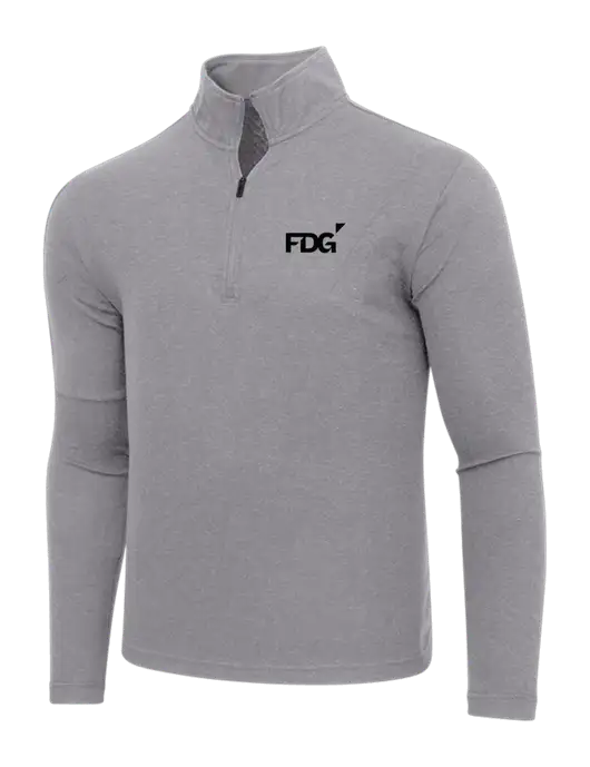 Adidas Medium Grey Melange 3 Stripes Quarter Zip Sweater w/FDG Logo