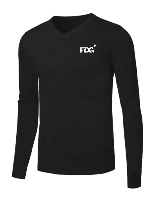 Brooks Brothers Black Washable Merino V-Neck Sweater w/FDG Logo