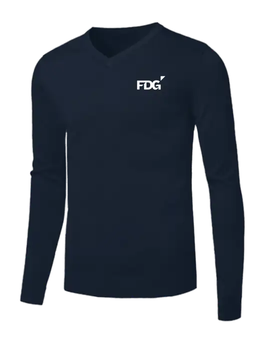 Brooks Brothers Navy Washable Merino V-Neck Sweater w/FDG Logo