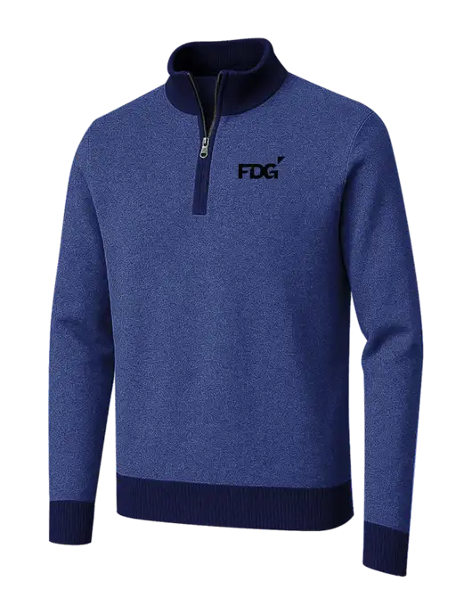 Brooks Brothers Navy/Dark Royal Washable Merino Birdseye 1/4-Zip Sweater w/FDG Logo