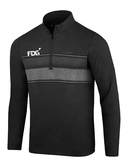 TravisMathew Black Balboa Chest Stripe Quarter Zip w/FDG Logo