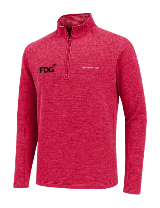 Vineyard Vines Heather Red Sankaty Quarter-Zip Pullover
 w/FDG Logo