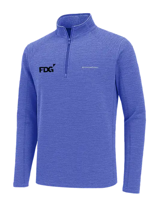 Vineyard Vines Light Royal Heather Sankaty Quarter-Zip Pullover
 w/FDG Logo