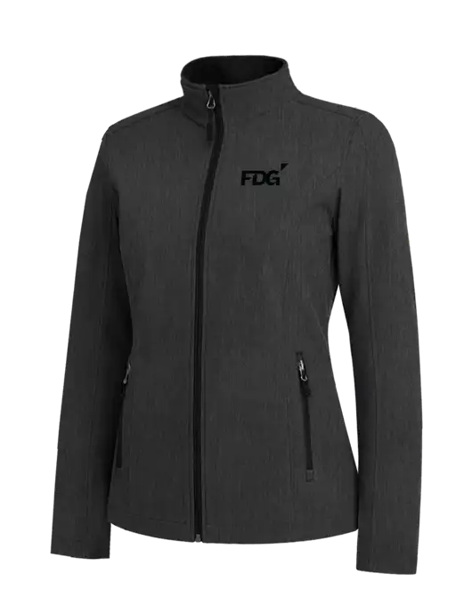 Black Charcoal Heather Womens Core Soft Shell Jacket w/FDG Logo