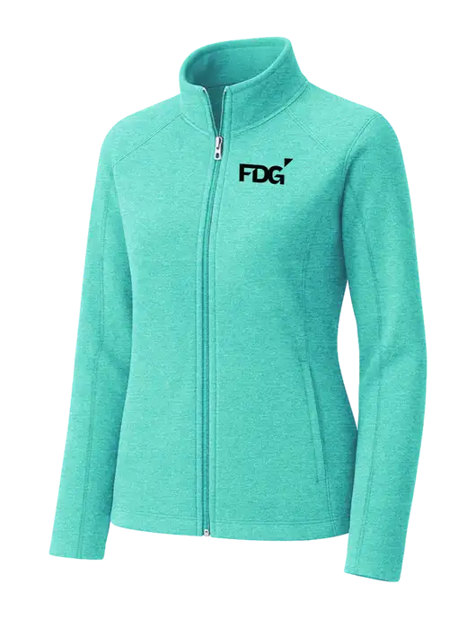 Aqua Green Womens Heather Microfleece Full-Zip Jacket w/FDG Logo