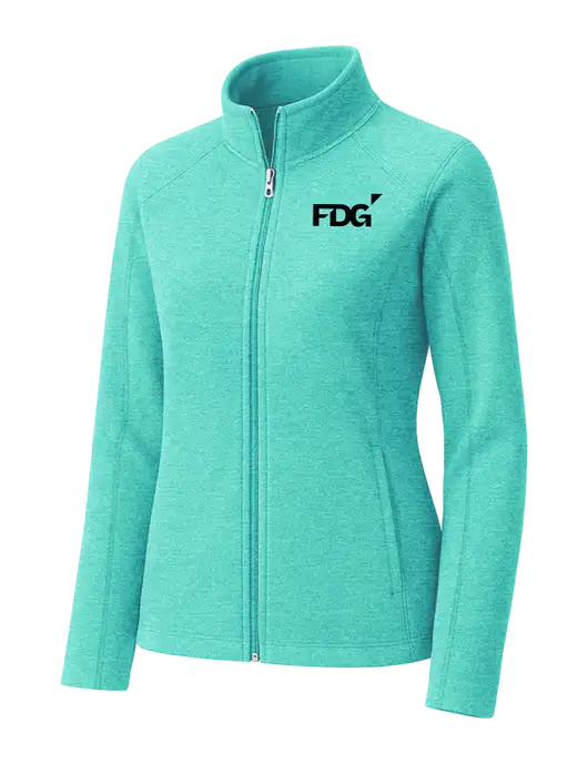 Aqua Green Womens Heather Microfleece Full-Zip Jacket w/FDG Logo