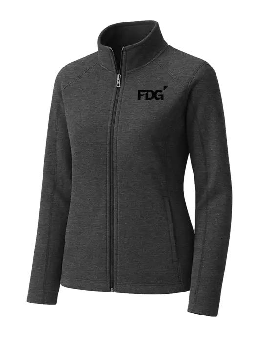 Charcoal Womens Heather Microfleece Full-Zip Jacket w/FDG Logo