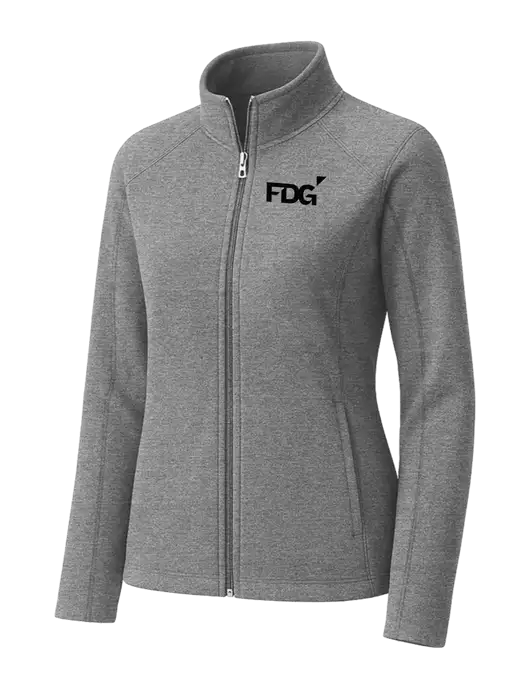 Medium Grey Womens Heather Microfleece Full-Zip Jacket w/FDG Logo