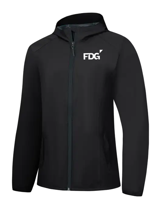 Womens Black Essential Rain Jacket w/FDG Logo