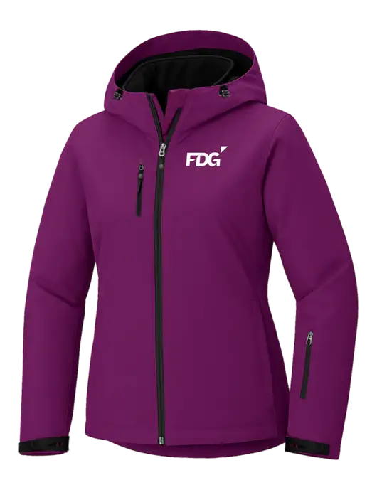Womens Cold Weather Vortex 3-in-1 Dark Fuchsia/ Black Waterproof Jacket with Detachable Hood
 w/FDG Logo
