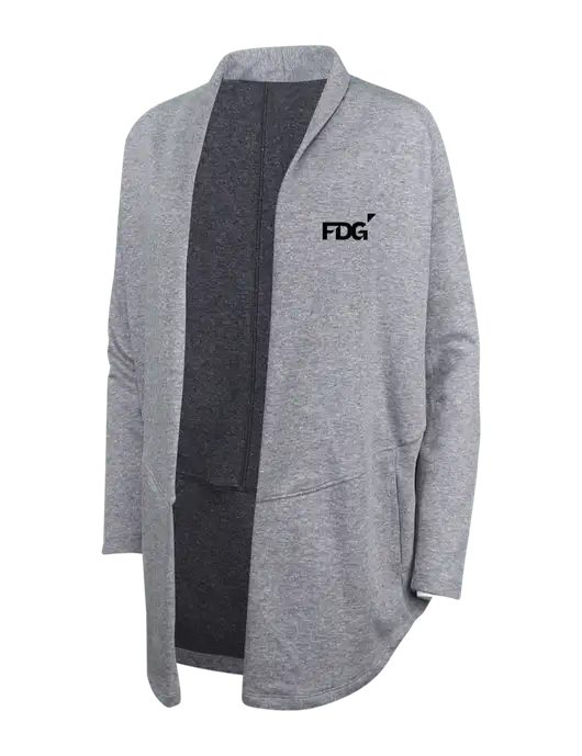 Medium Heather Grey/Char Heather Womens Interlock Cardigan w/FDG Logo