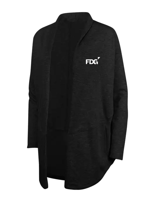 Deep Black/Charcoal Heather Womens Interlock Cardigan w/FDG Logo