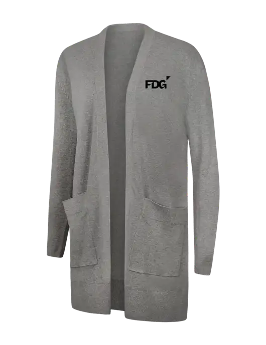 Mercer+Mettle Womens Light Grey Heather Open Front Cardigan Sweater w/FDG Logo