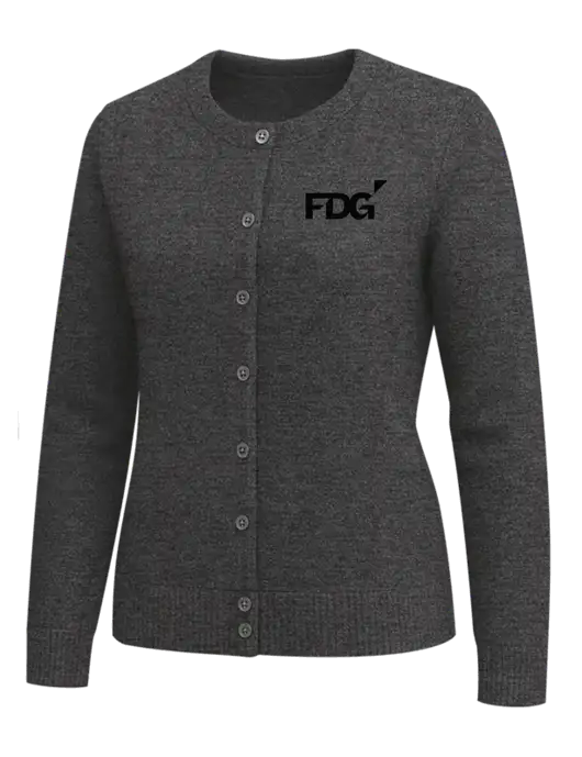 Brooks Brothers Womens Dark Grey Heather Washable Merino Cardigan Sweater w/FDG Logo
