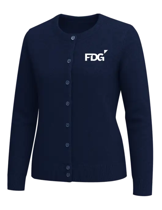 Brooks Brothers Womens Navy Washable Merino Cardigan Sweater w/FDG Logo