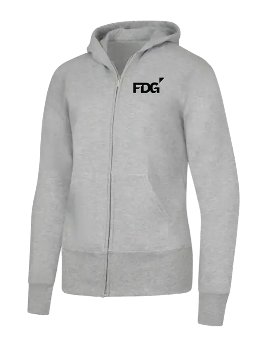 Grey Heather Womens Core Fleece Full-Zip Hooded Sweatshirt w/FDG Logo