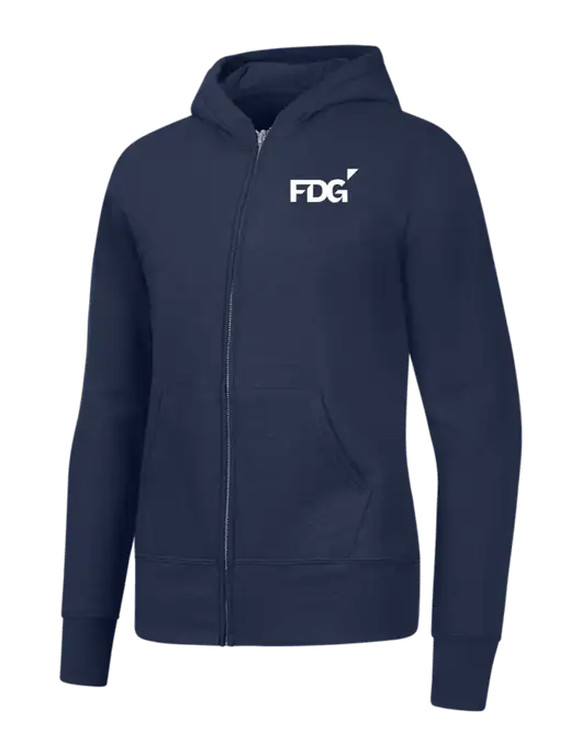 Navy Womens Core Fleece Full-Zip Hooded Sweatshirt w/FDG Logo