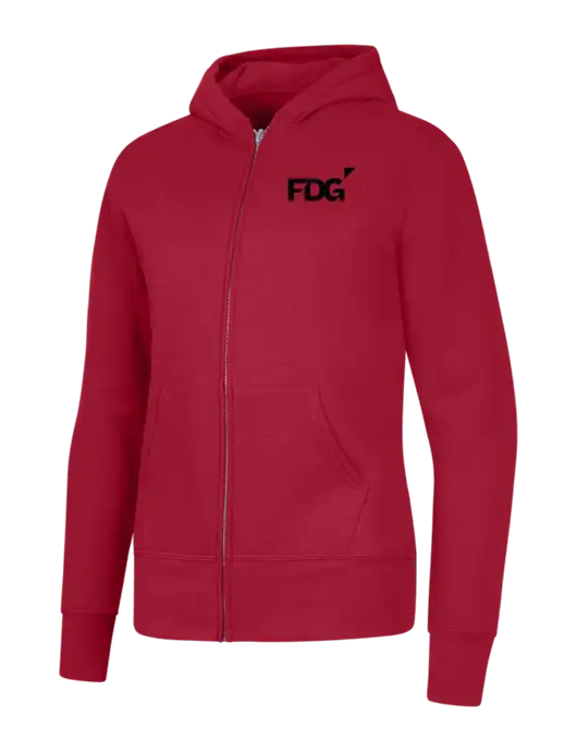 Red Womens Core Fleece Full-Zip Hooded Sweatshirt w/FDG Logo