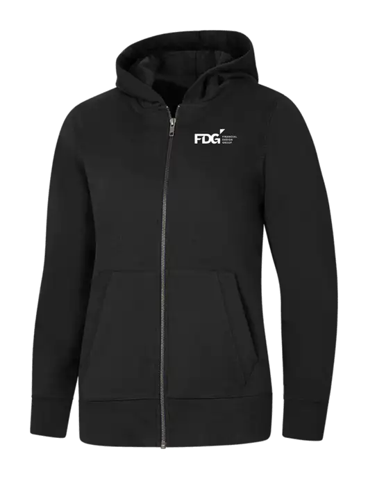 Womens Black Re-Fleece Full-Zip Hoodie w/FDG Logo