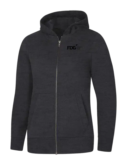 Womens Charcoal Heather Re-Fleece Full-Zip Hoodie w/FDG Logo