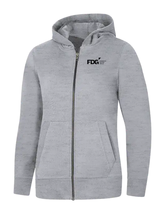 Womens Light Grey Heather Re-Fleece Full-Zip Hoodie w/FDG Logo
