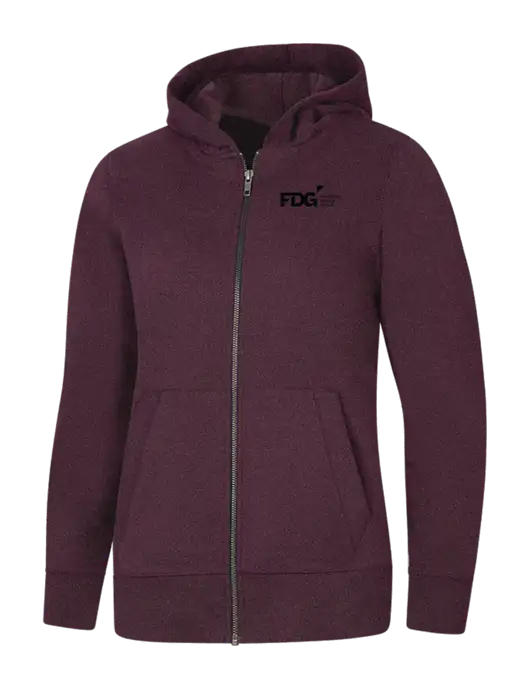 Womens Maroon Heather Re-Fleece Full-Zip Hoodie w/FDG Logo