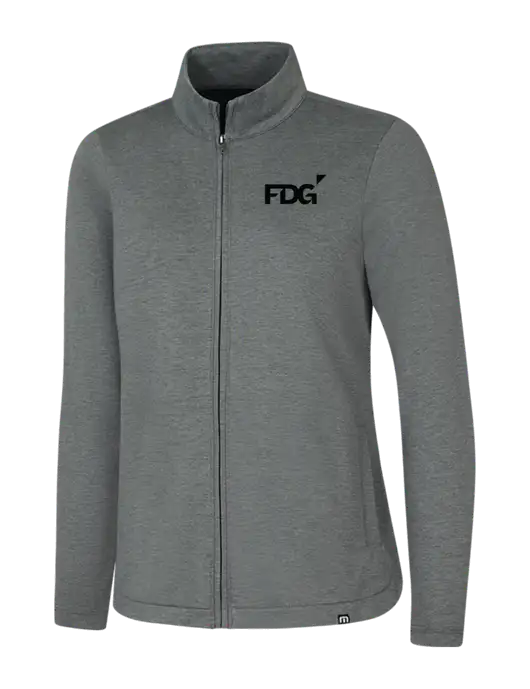 TravisMathew Womens Dark Grey Heather Coveside Full-Zip w/FDG Logo