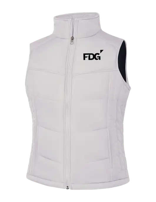 Womens White/Dark Slate Puffy Vest w/FDG Logo