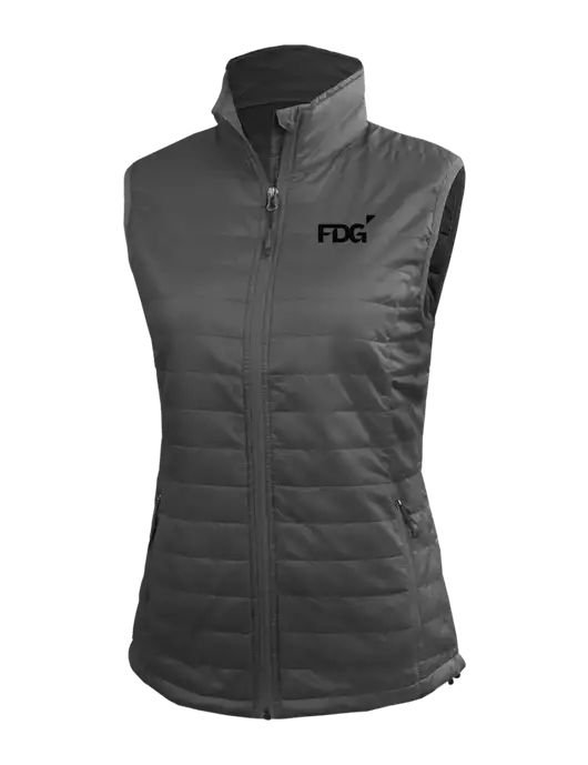 Womens Packable Dark Grey Puffy Vest w/FDG Logo