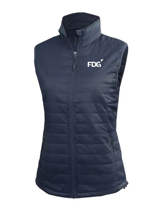 Womens Packable Navy Puffy Vest w/FDG Logo