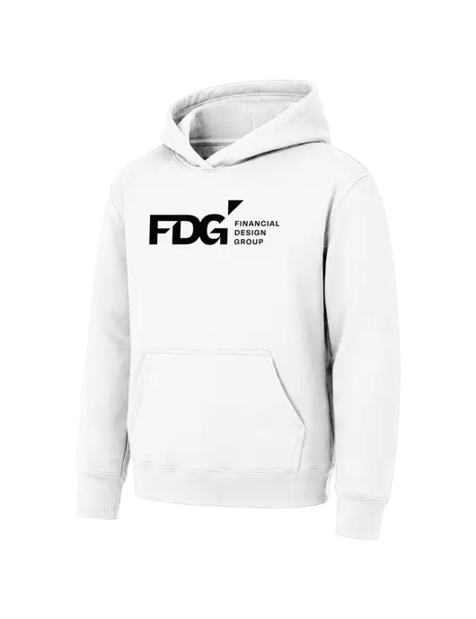 Youth White 7.8 oz Pullover Hooded Sweatshirt w/FDG Logo