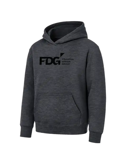 Youth Dark Heather Grey 7.8 oz Pullover Hooded Sweatshirt w/FDG Logo