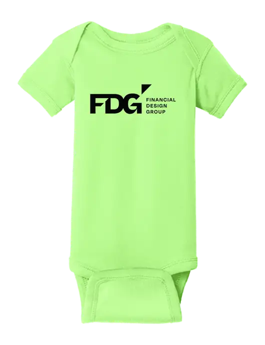 Rabbit Skins Neon Green Infant Short Sleeve Baby Rib Bodysuit w/FDG Logo